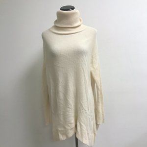 360 Cashmere cream turtleneck asymettrical tunic poncho sweater soft S oversized